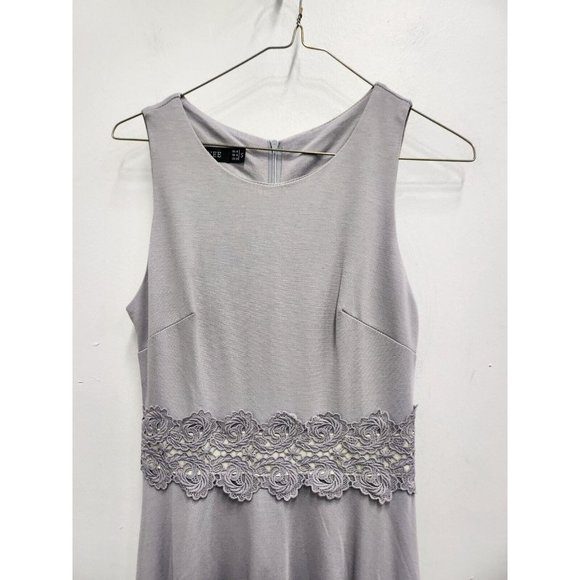 Homeyee Fashion Womens Fit & Flare Dress Small Gray Sleeveless Lace Waist NWT - Picture 2 of 11